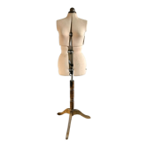 Wooden mannequin and fabric 70s