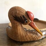 Bird woven bamboo tray