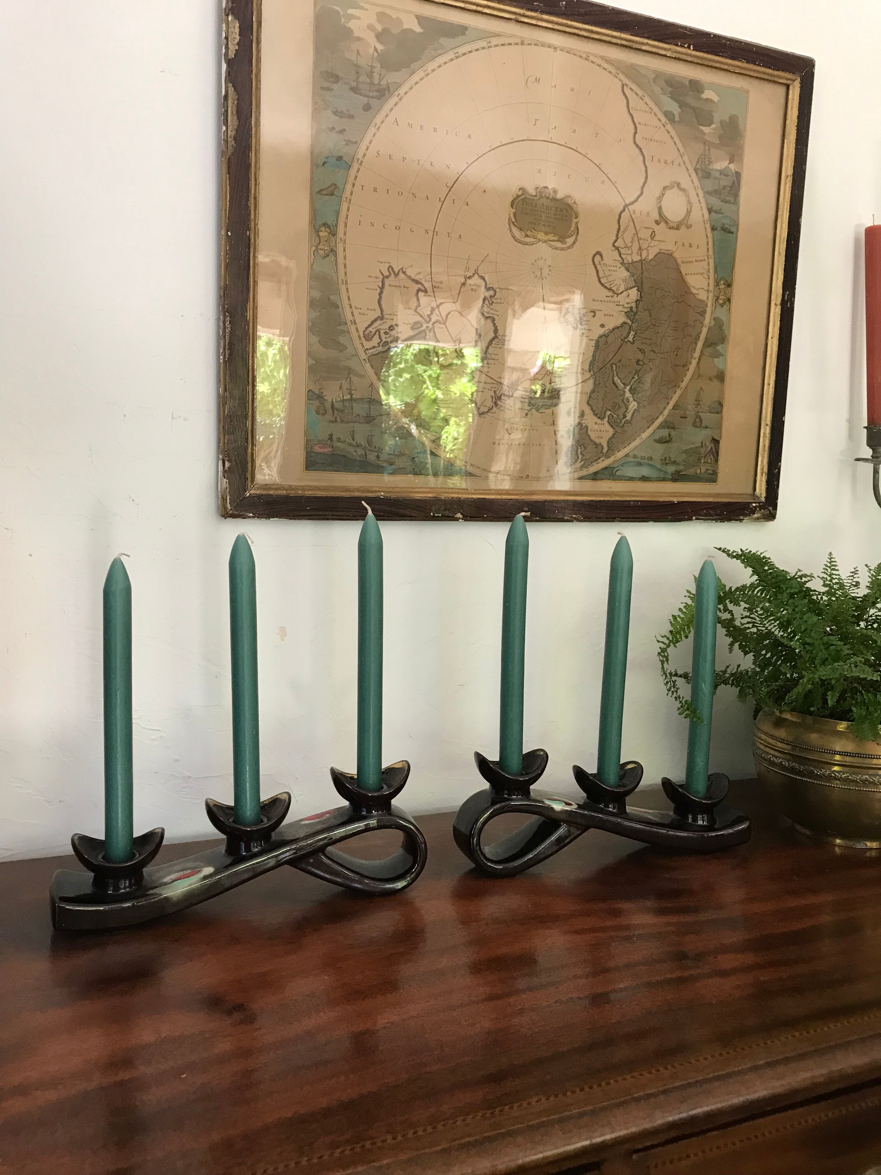 Pair of ceramic candlesticks