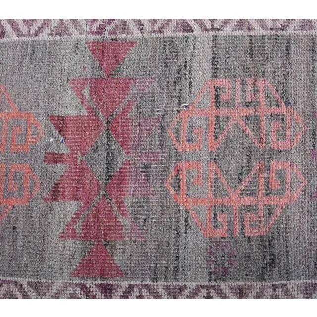 1970s vintage Turkish hand-knotted wool cotton red runner rug 91x354