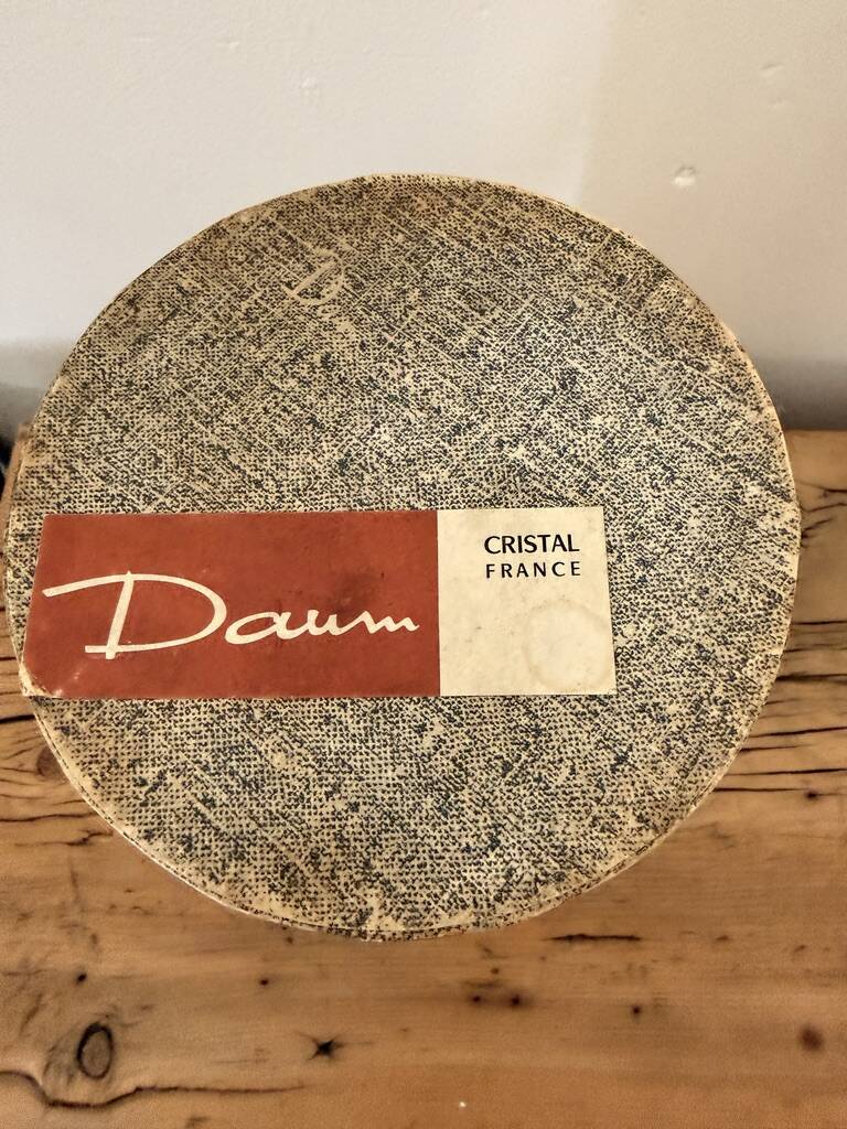 Set of 5 crystal bowls signed Daum France — with original box