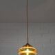 1 of 2 hand blown amber glass pendant lamp / redesign vintage hanging light