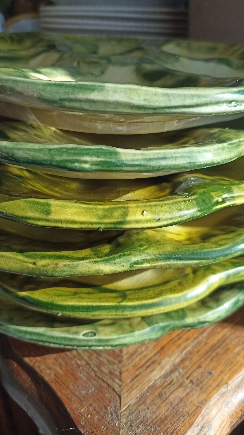 6 oyster plates by Foucard-Jourdan from the 50s