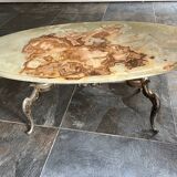 Table basse en onyx et laiton