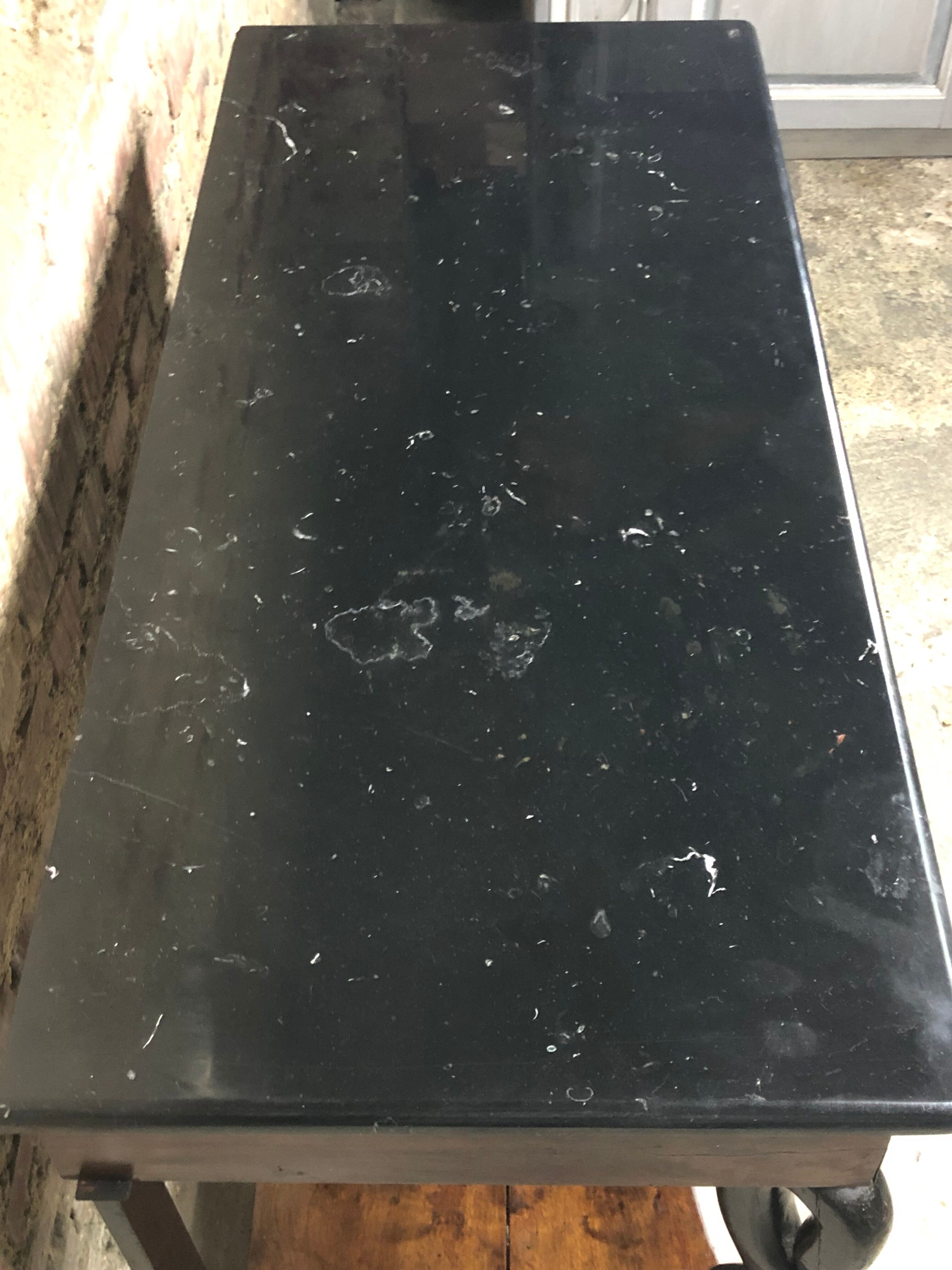 Console then restore Walnut top of fine black marble nineteenth