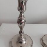 Pair of silver-plated metal candlesticks