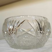 Vintage 1970s Lead Crystal Bowl: Bohemian Table Centerpiece