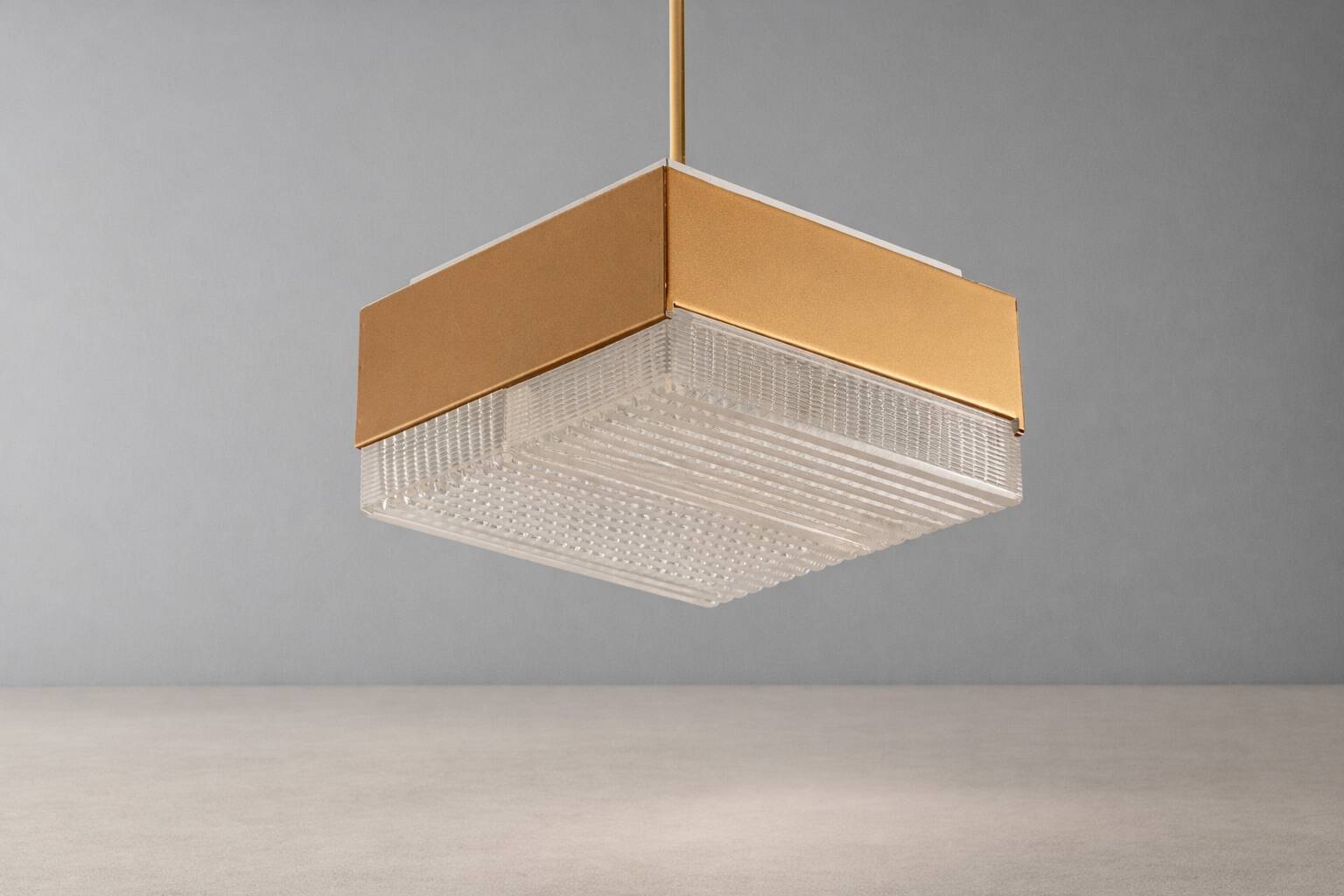 Pendant Light in Glass and Metal, 1970s Czechoslovakia, Vintage Mid-Century Ceiling Lamp Fixture