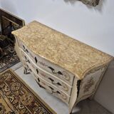 Louis XV style chest of drawers painted with flowers, Italian manufacture