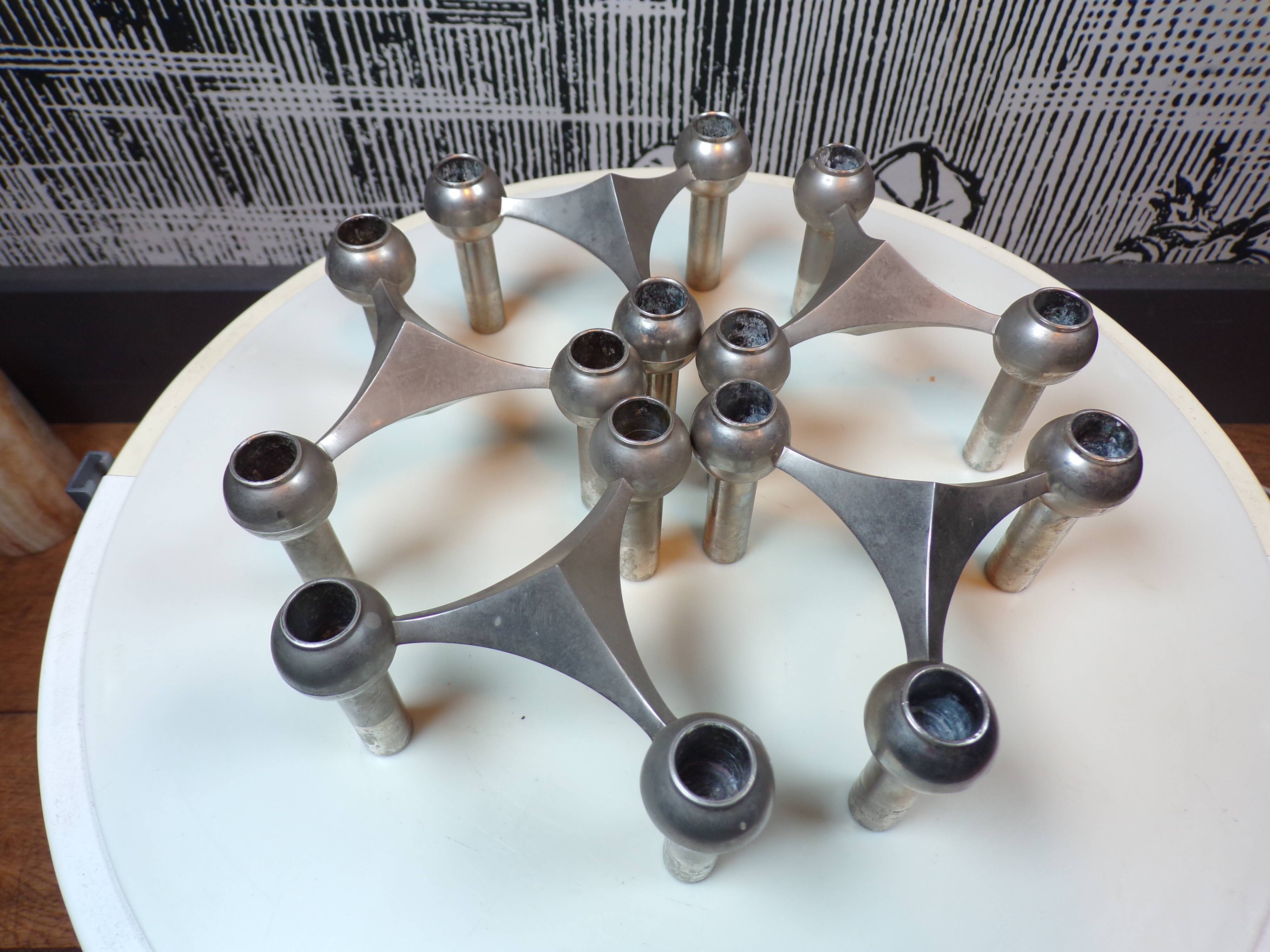 5 modular candle holders Nagel Bmf 1960s