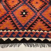 Vintage Afghan Tribal Kilim Wool Rug 252x154 cm Red, Orange, Brown, Black Large