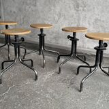 Set of 5 flambo adjustable industrial stools