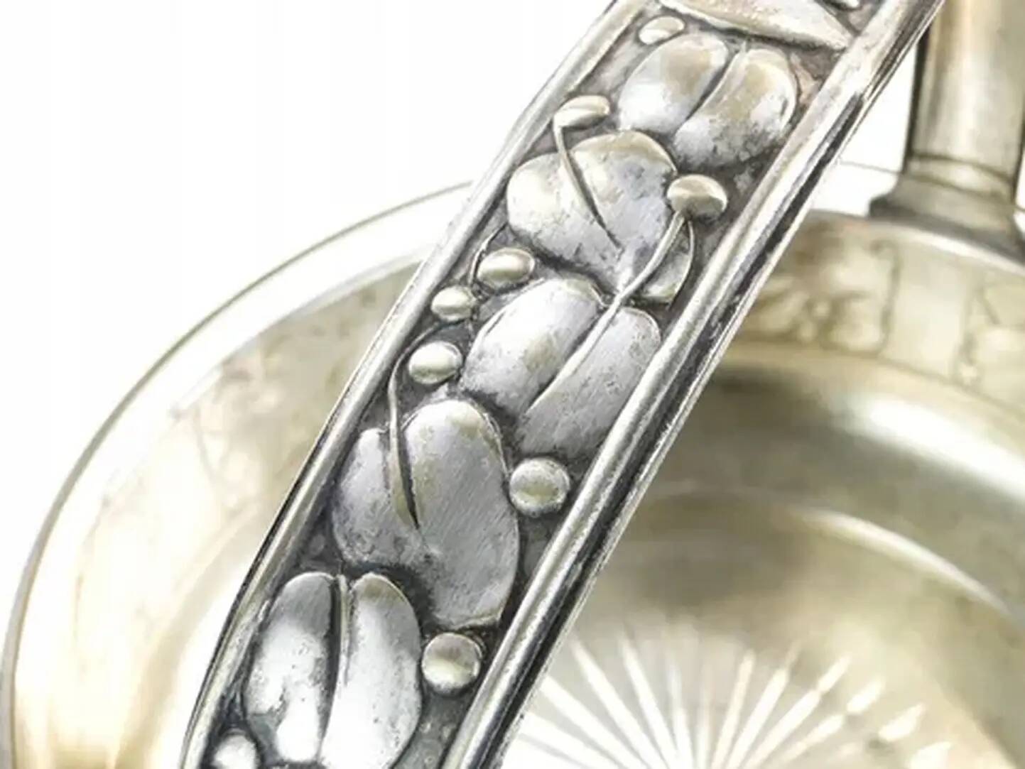 Art Deco fruit basket, silver-plated brass, glass, Kaiser, Germany, 1930s
