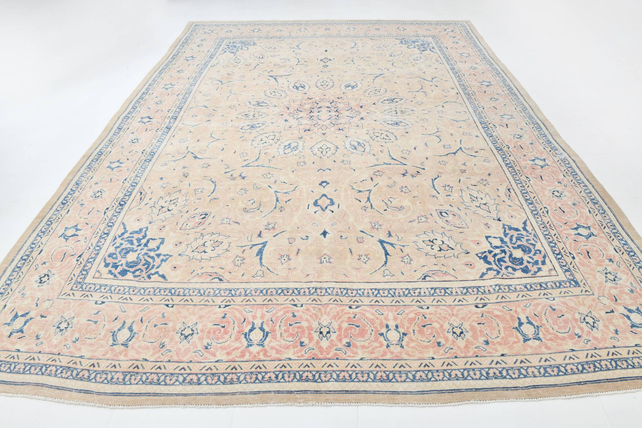 Tapis Vintage Off-White et Rose Poudré, Style Classique, 292x399 Cm