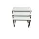 Set of 3 vintage nesting tables / chrome/marble side tables.