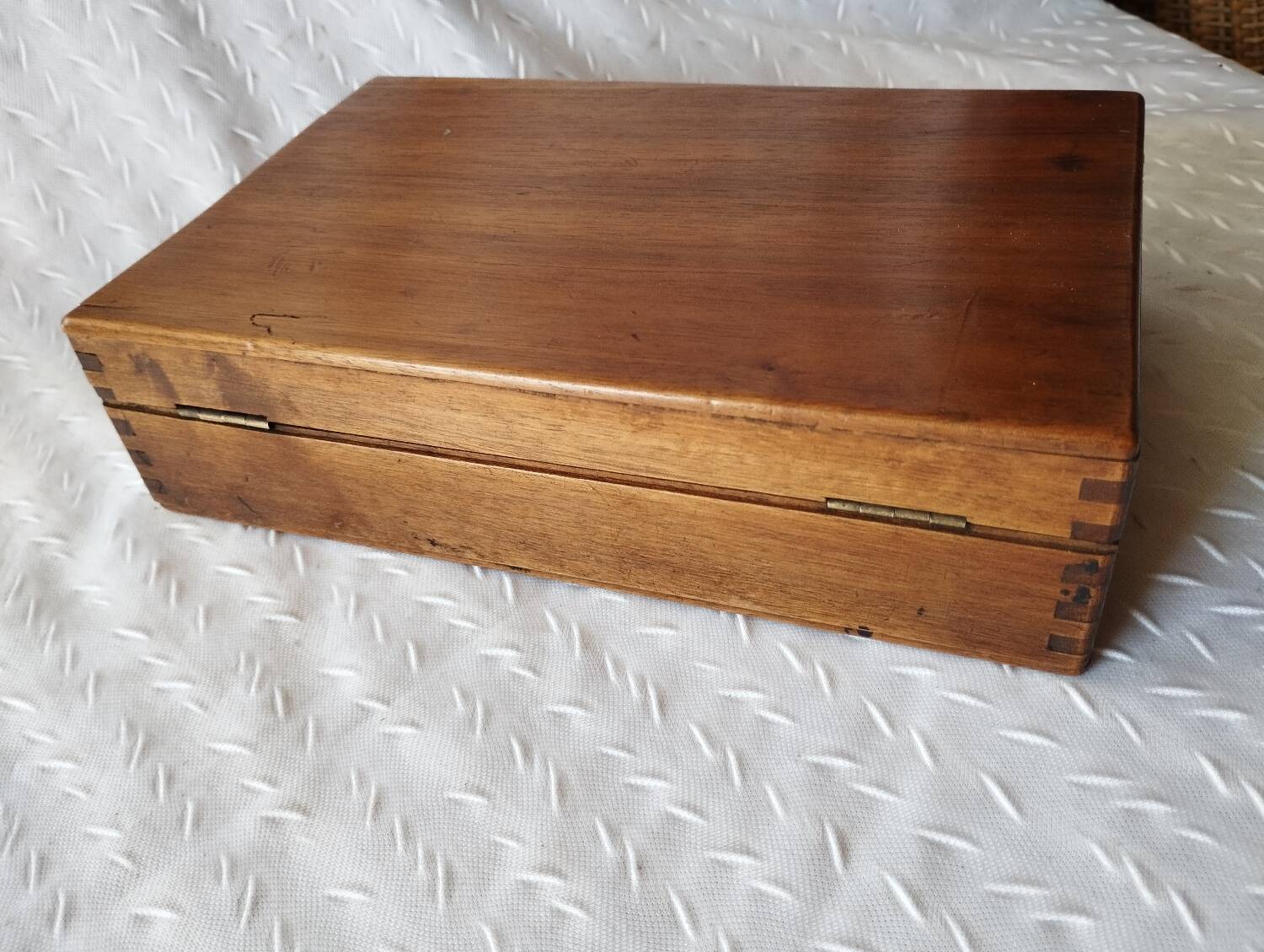 Old paint box wooden box with brass handle