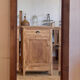 Grand miroir ancien en chêne massif brut et cannage 