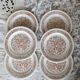 6 Vintage Floral Dessert Plates – Codec – Rustic Brown Decor