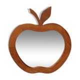 Large XL vintage retro wooden apple mirror, handcrafted, handmade object for children