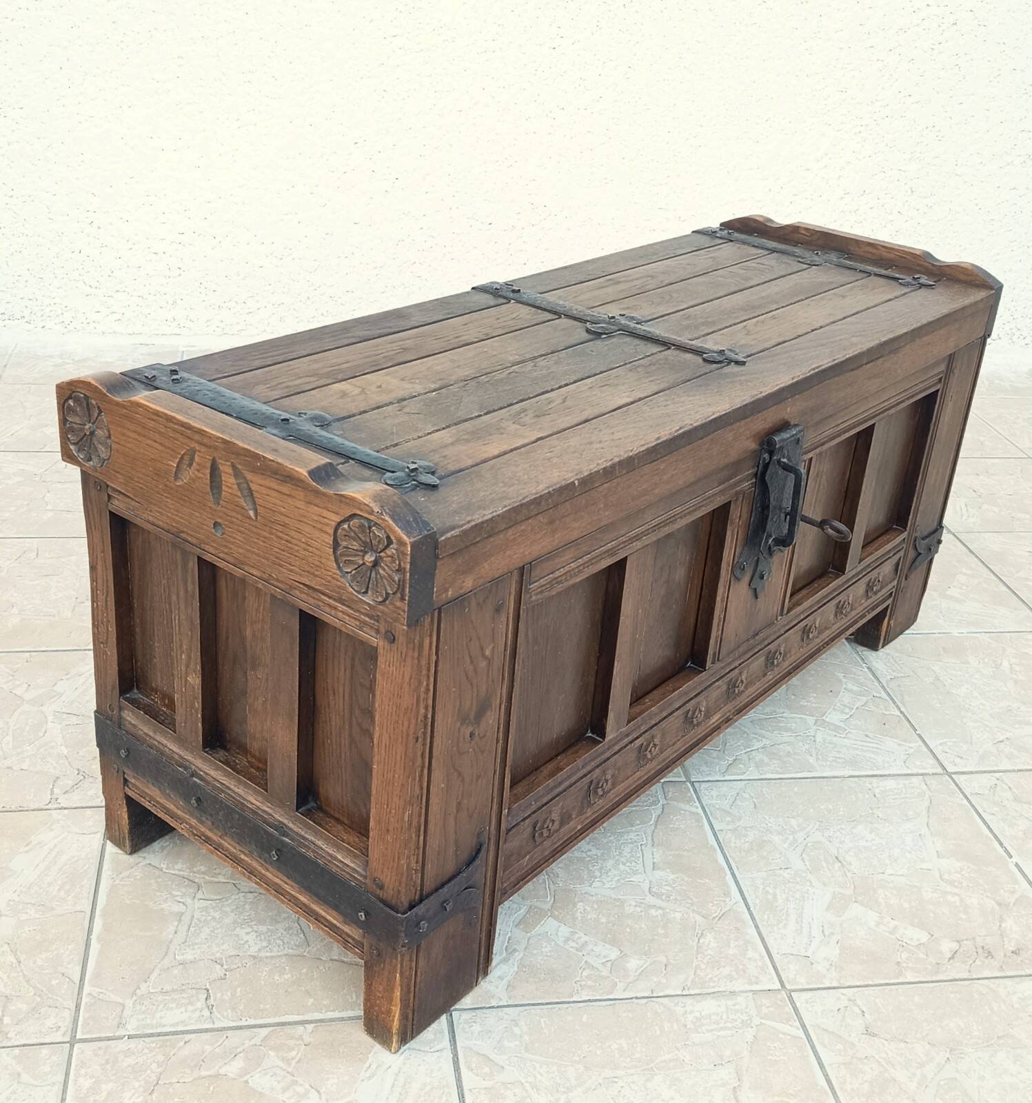 Rustic solid oak chest