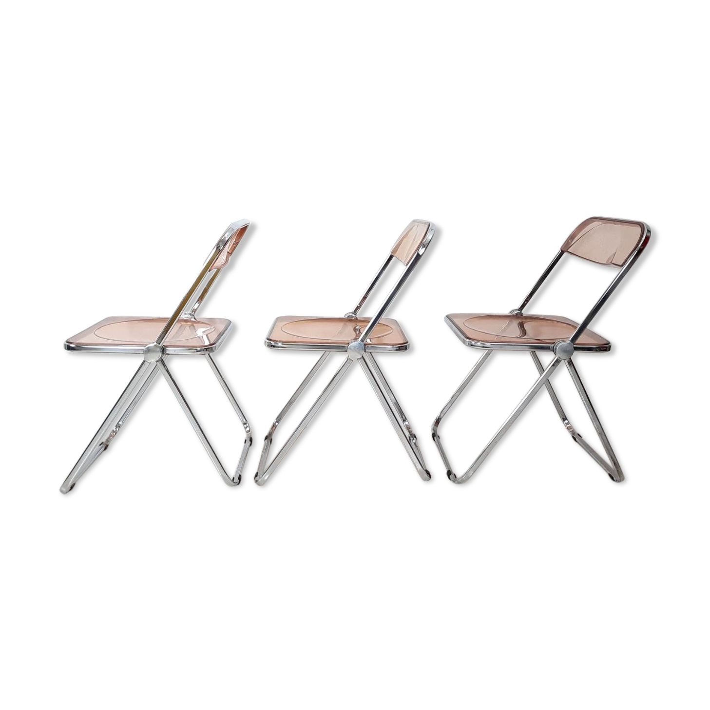 3 Plia chairs, designer Giancarlo Piretti for Anonima Castelli