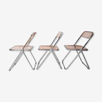 3 Plia chairs, designer Giancarlo Piretti for Anonima Castelli
