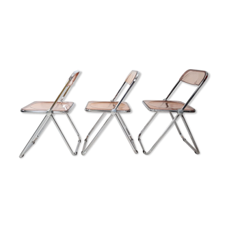 3 Plia chairs, designer Giancarlo Piretti for Anonima Castelli
