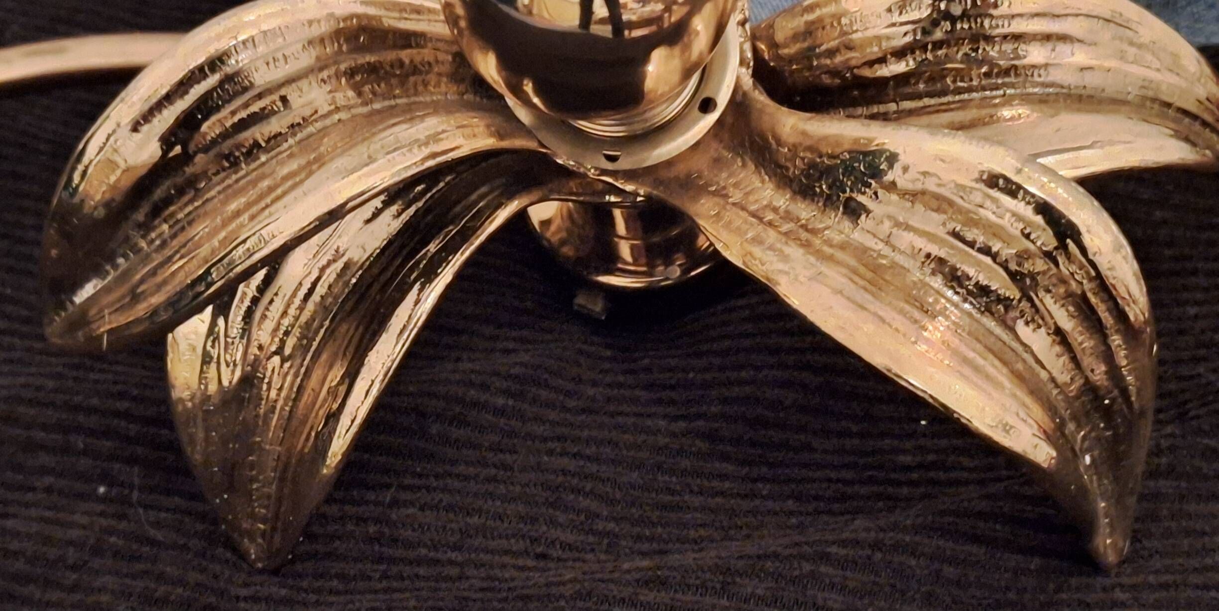 Brass organically shaped double ceiling or wall lights, 1970s