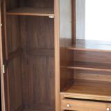 Superb asymmetrical wardrobe in solid walnut, forming a dressing table