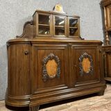 Art Nouveau period clock sideboard in oak and burl circa 1900