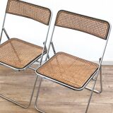 Pair of folding cane chairs