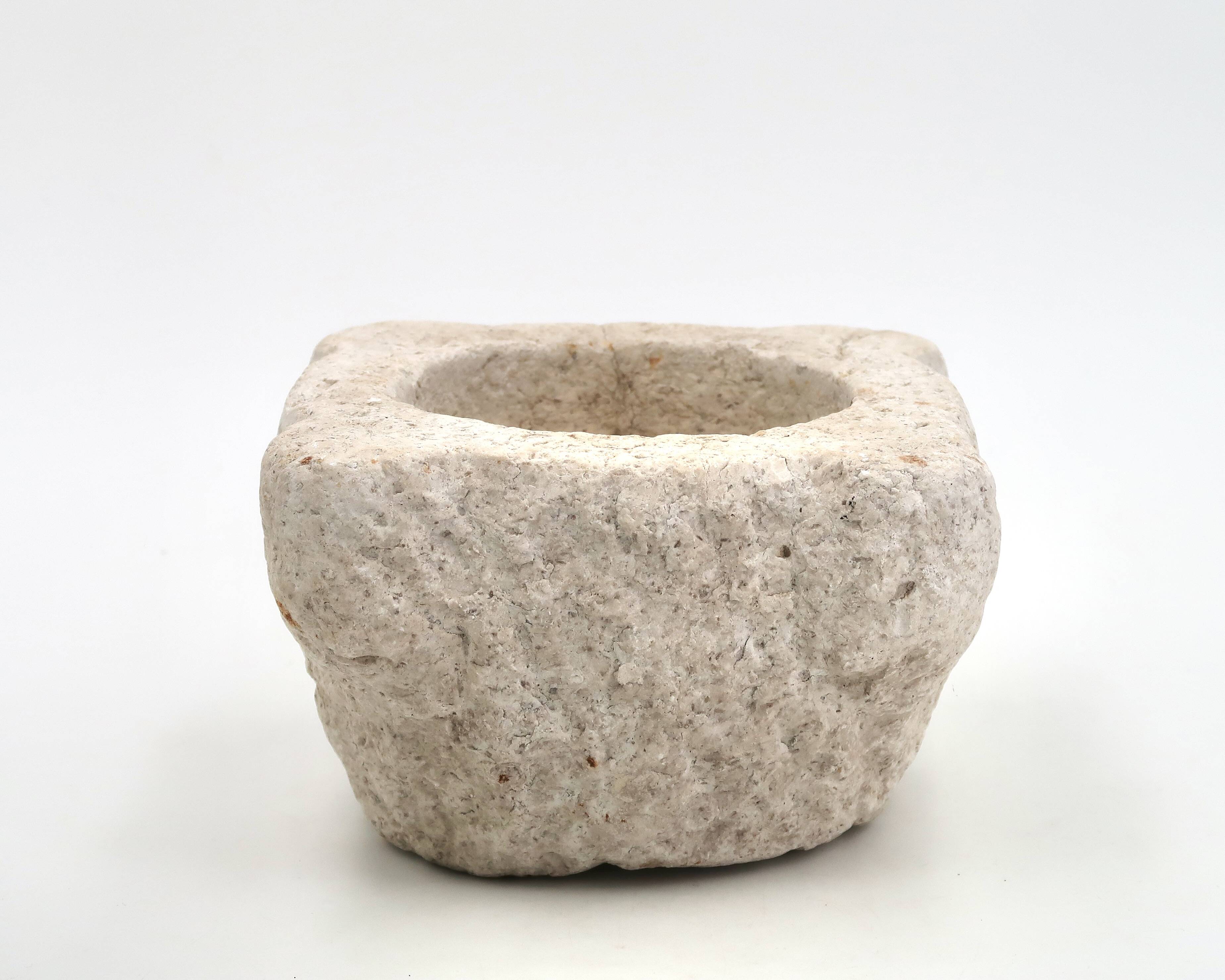 Brutalist mortar carved from stone, 19th century.