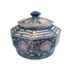 Lidded pot, Chinese ceramic urn celt decoration, blue and lilac