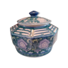 Lidded pot, Chinese ceramic urn celt decoration, blue and lilac