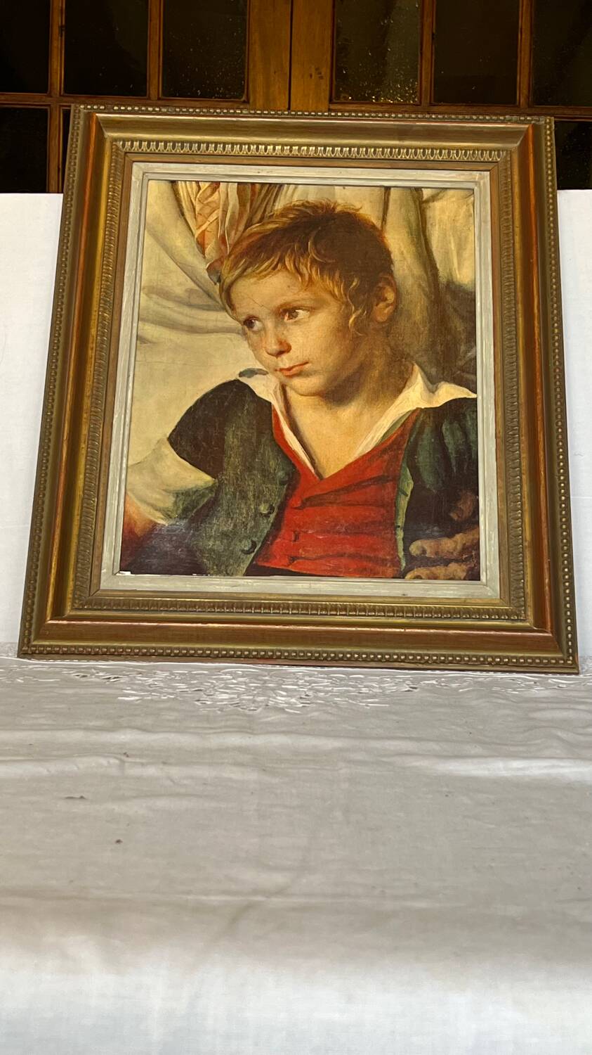 Vintage child portrait painting
