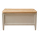 Re-enchanted vintage toy chest in beige, wooden tray.