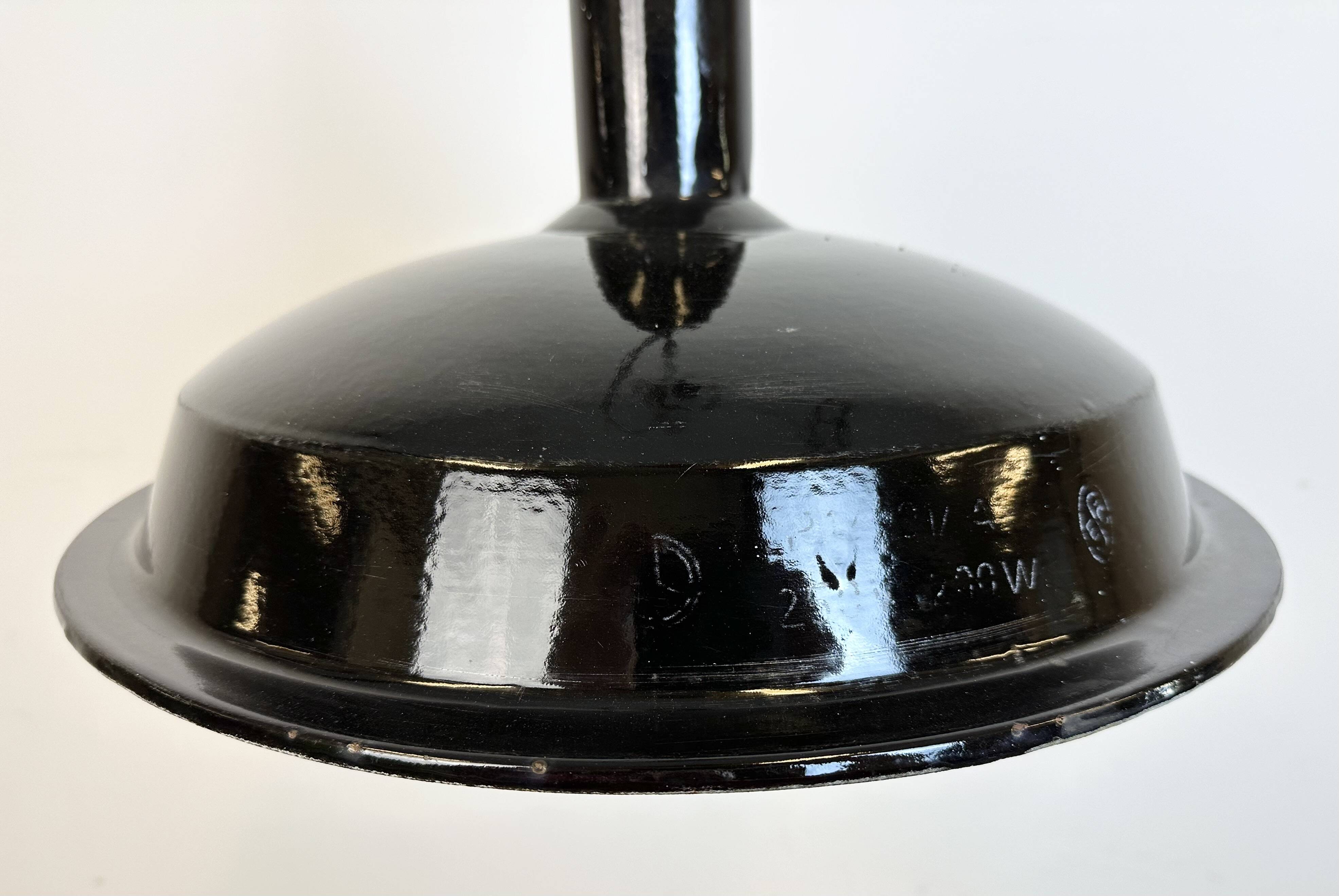 Industrial Black Enamel Factory Pendant Lamp, 1950s