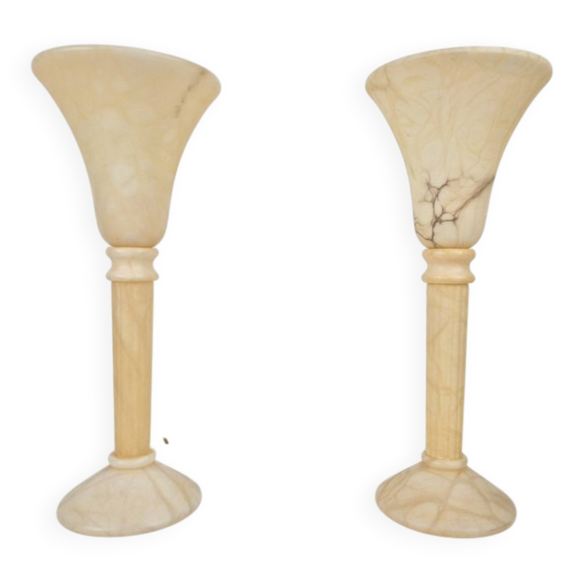 Lampes de table en albâtre vintage en marbre, années 1970, ensemble de 2