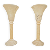 Vintage Alabaster Table Lamps in Marble, 1970s, Set of 2
