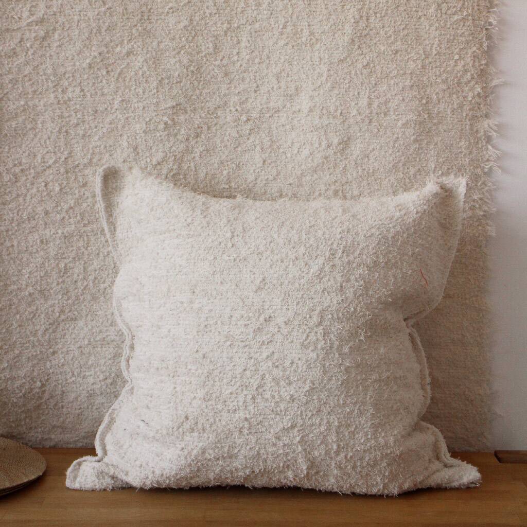 Housse de coussin artisanale en coton recyclé tissé main
