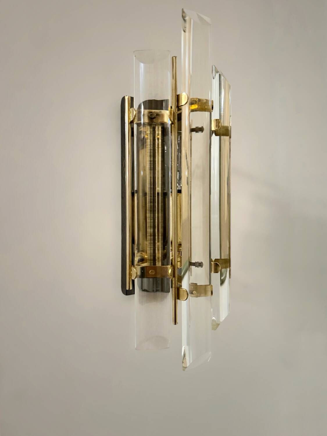 Crystal baguette wall lights from the 80s