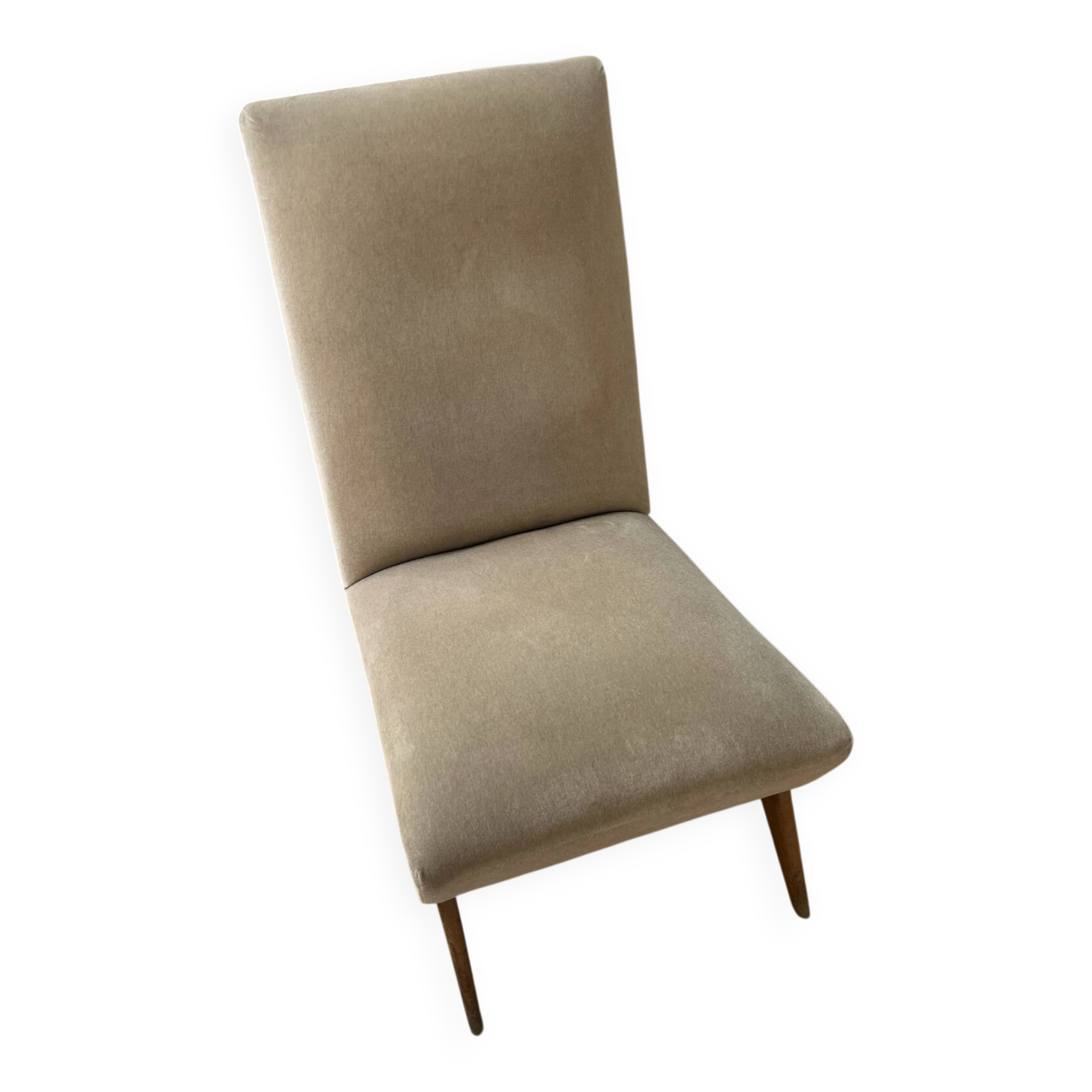 Fauteuil chauffeuse vintage année 60 pied compas