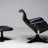 Black Lounge Chair - Fiberglass, Leather