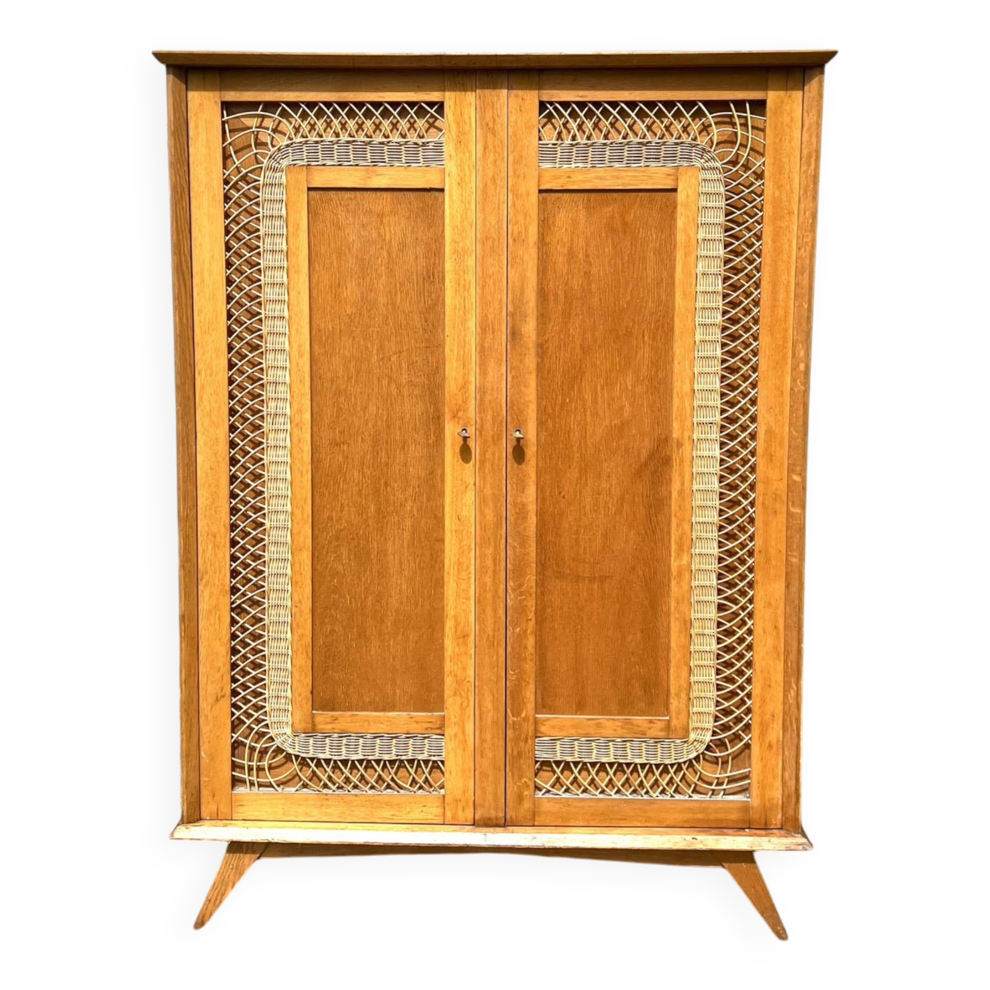 Parisian wardrobe in wood and rattan