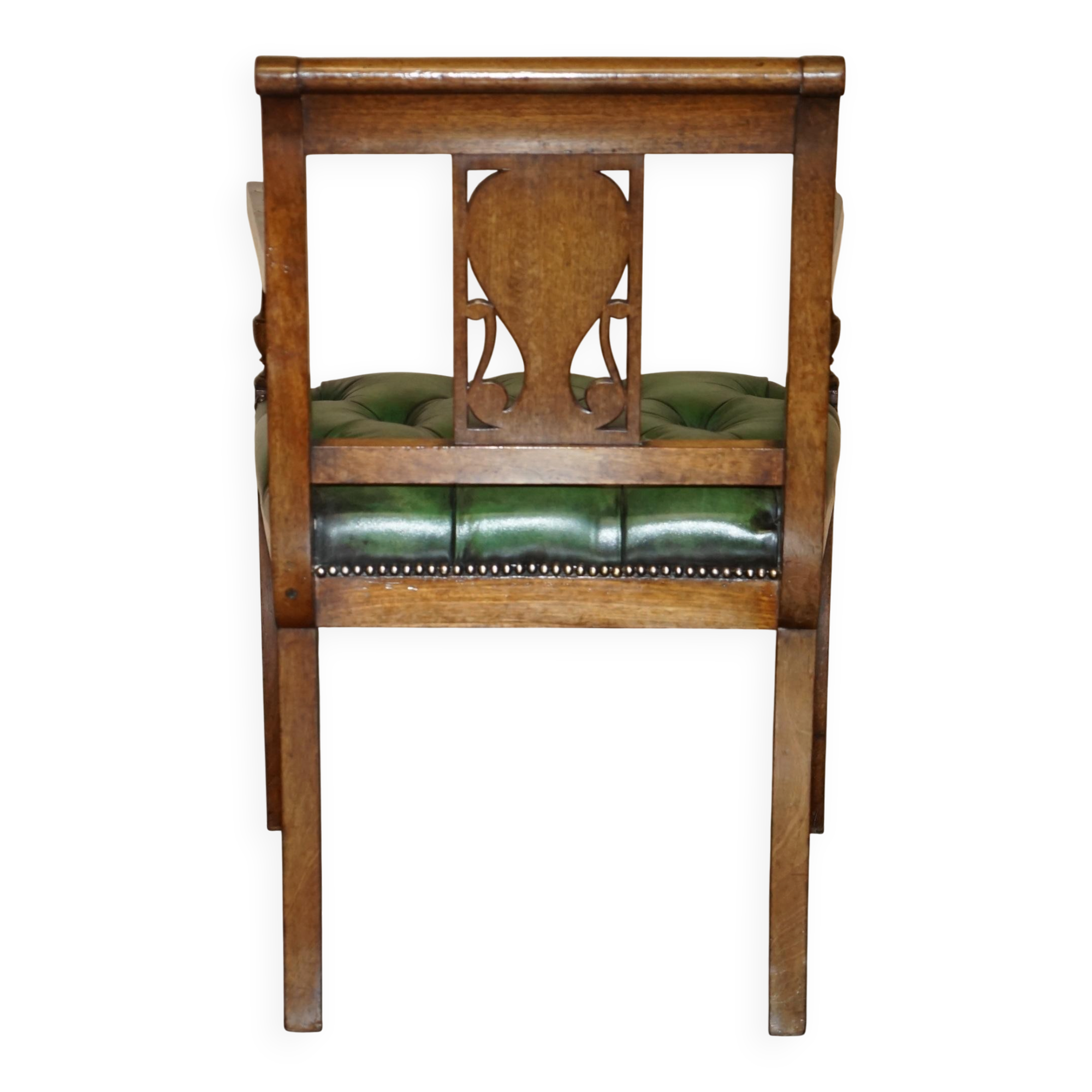 Chesterfield leather office chair with Dutch marquetry