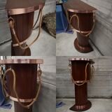 Dutch boat bar solid oak and red copper 1940 1950 art deco