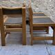 Set of 4 brutalist vintage chairs in solid wood and fabric