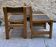 Set of 4 brutalist vintage chairs in solid wood and fabric