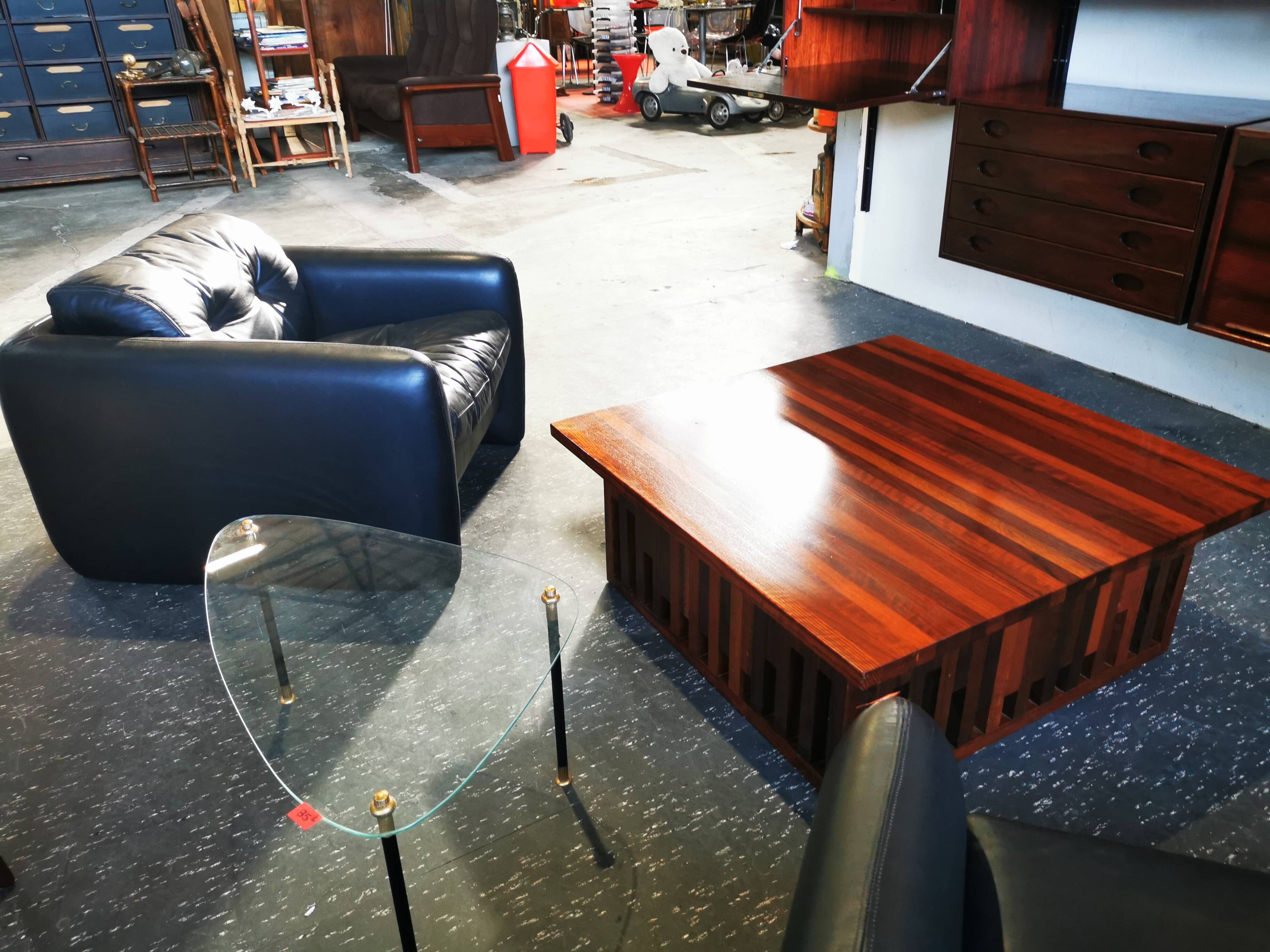 Table basse XL design vintage en bois exotique