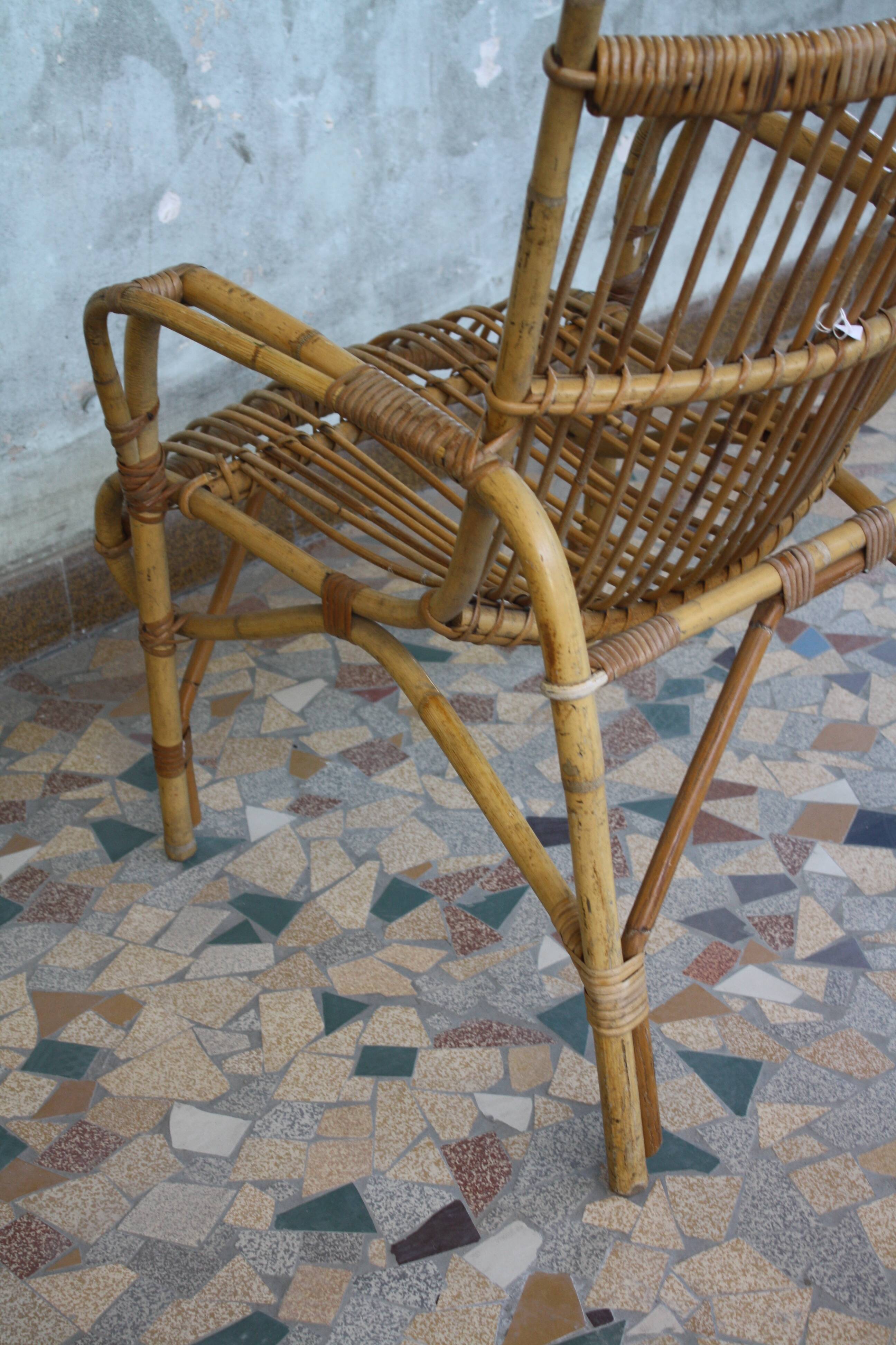 Vintage rattan armchair 1960